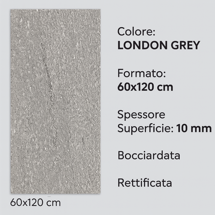 Piastrella gres porcellanato rettificata london grey s.agostino 60x120 cm 0,72m²