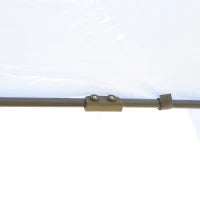 Gazebo Pieghevole da Giardino 4x3.4 m ad Altezza Regolabile con Zanzariera e Doppio Tetto, Beige