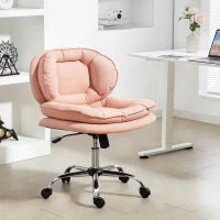Sedia da Ufficio senza Braccioli, con Ruote e Altezza Regolabile 60x65x93 cm Rosa