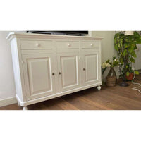 Credenza 3 ante 3 cassetti in stile classico in legno e mdf con rifinitura in noce bianco 150x43x98 H
