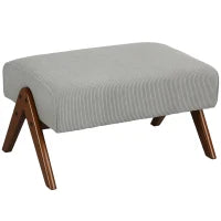 Poggiapiedi da Soggiorno Sgabello Basso con Seduta Imbottita Gambe in Legno per Salotto Camera da Letto 69x47x36 cm Grigio