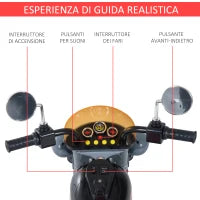 Mini Moto Elettrica per Bambini da 37-72 Mesi 3 Ruote Batteria 6V PP Ferro, Velocità 2.5KM/h, 92×53×67cm