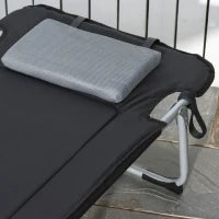 Letto da Campeggio, Brandina Pieghevole e Imbottita con Cuscino, Nero 183 x 66 x 33cm