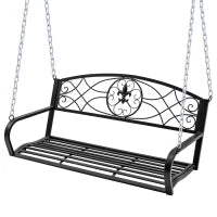 Dondolo 2 Persone Design Classico Catene Incluse da Giardino Acciaio 132 x 63 x 58 cm Nero