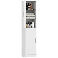 Mobile Colonna Bagno a 2 Armadietti con 6 Ripiani Regolabili, in Legno, 40x35x180 cm, Bianco