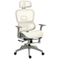 Sedia da Ufficio Ergonomica con Rivestimento in Rete, regolabile, con rotelle, braccioli e poggiatesta, Beige