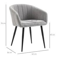 Set 2 Sedie Imbottite Moderne con Rivestimento in Tessuto per Soggiorno e Salotto, Grigio Chiaro