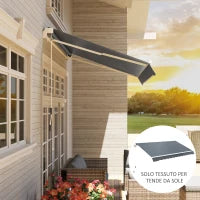 Telo di Ricambio Tenda Parasole Retrattile 3x2.5m in Poliestere Anti UV 50+, Giardino, Grigio