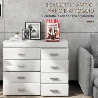 Mobile con Cassetti Cassettiera in Legno per Camera, Cucina, Bagno 90×35×73cm Bianca