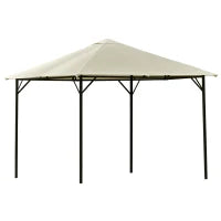 Gazebo da Giardino 3x3m in Metallo con Doppio Tettuccio, Bianco e Crema