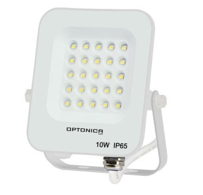 Proiettore led 10 watt slim metallo bianco ip65 equivalente 66 watt temperatura colore lampada 6000k bianco freddo