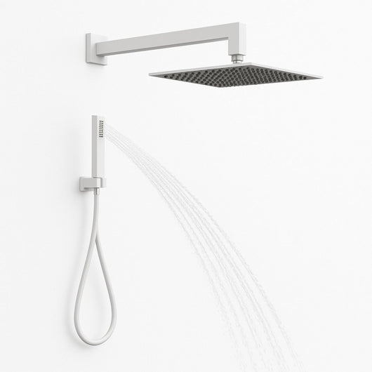 Set per doccia soffione quadro in acciaio inox 25x25 millimetri bianco opaco *** confezione 1