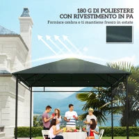 Tetto di Ricambio per Gazebo 3x3 m in Poliestere Grigio con 8 Fori di Ventilazione