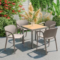 Set 4 Sedie da Giardino Impilabili in Plastica Moderne con Braccioli 60x56x75 cm, Grigio