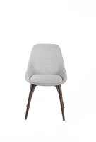 E-STYLO Sedia da pranzo in tessuto grigio chiaro con gambe e struttura in massello di noce, 58cm X 49cm H. 85cm.