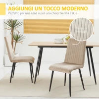 Set 2 Sedie da Cucina Imbottite con Gambe in Acciaio e Design Salvaspazio, 43x58x90 cm