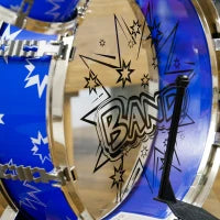 Set Batteria per Bambini con Grancassa con Pedale, Tamburi, Piatto e Sgabello, Età 3-6 Anni, Blu