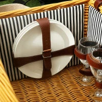 Cesta da Pic Nic per 4 Persone con Tavolino e Cavatappi, in Vimini, 51x33x25 cm, Marrone Chiaro