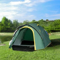 Tenda da campeggio 2-3 persone tenda cupola impermeabile leggera ventilata facile da montare 2 porte finestre dim. 3,25L x 1,83l x 1,3A m fibra di vetro poliestere PE verde