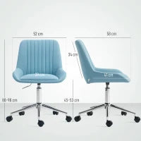 Sedia per Scrivania ad Altezza Regolabile con 5 Rotelle, in Silicone PU, Schiuma e Acciaio, 52x58x80-90 cm, Blu