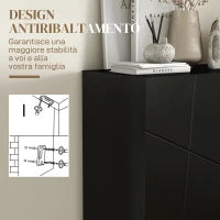 Scarpiera Moderna per 15-20 Paia di Scarpe, Ripiani Regolabili e Chiusura Ammortizzata, Nero