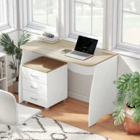 Scrivania con Cassettiera Moderna in Legno, Scrivania PC per Camera e Ufficio, 110x55x75cm