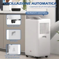 Condizionatore Portatile 1250W con 5 Modalità e Timer 24h, 35.5x35x70 cm, Bianco