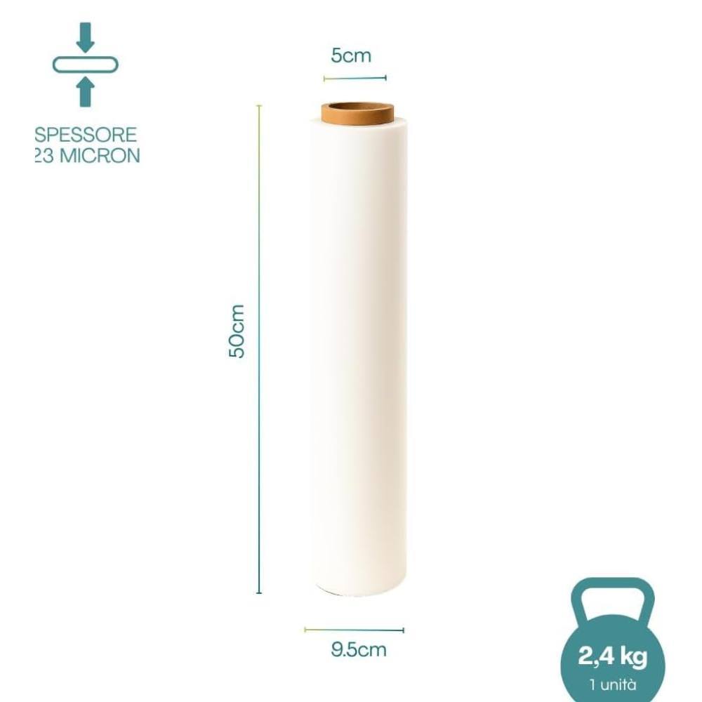Film estensibile bianco 50 cm 23 micron per imballaggio manuale