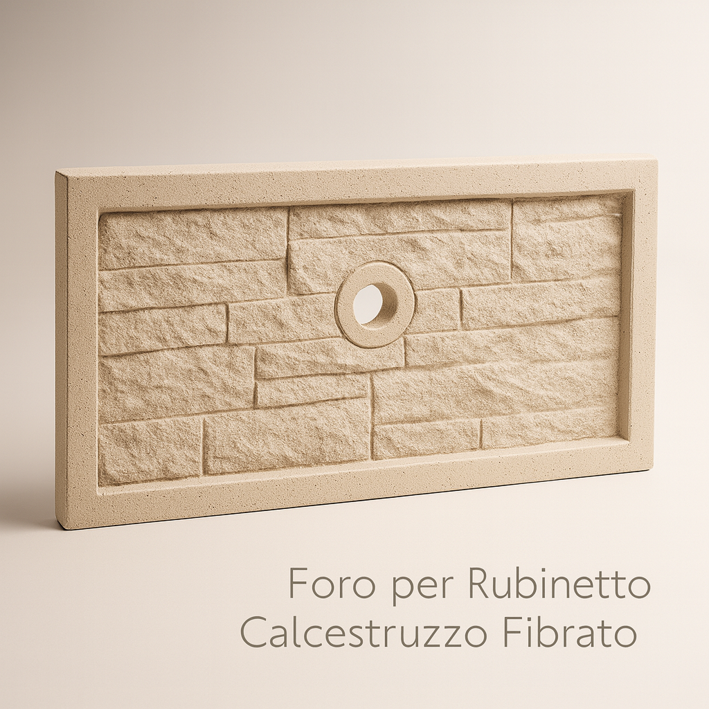 Frontalino pilozza serie muraglietto foro bianco effetto pietra 45 x h.24 cm