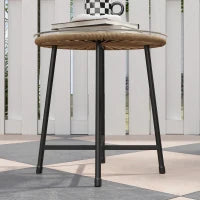 Set da Giardino 3 Pezzi in Rattan PE e Acciaio con 2 Sedie con Cuscini e Tavolino Rotondo, Multicolore