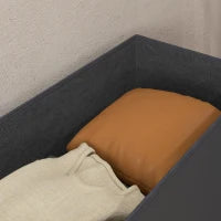 Panca Contenitore Pieghevole da 84L, Coperchio Imbottito e Rivestimento Finta Pelle, 76x38x38cm, Grigio