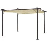 Gazebo Pergola da Giardino 3.5x3.5m con Struttura in Acciaio e Tenda in Poliestere, Bianco