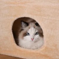 Tiragraffi a Soffitto Multilivello 220-245cm Palestra per Gatti con Cucce, Piattaforme e Corde in Juta, Giallo