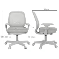 Sedia da Ufficio Ergonomica e Reclinabile ad Altezza Regolabile con 5 Rotelle, 55x48x82.5-94.5 cm, Grigia