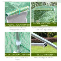 Serra a Tunnel con Porta Avvolgibile e Finestre, Copertura PE e Struttura in Acciaio, 1.5x3x2m, Verde