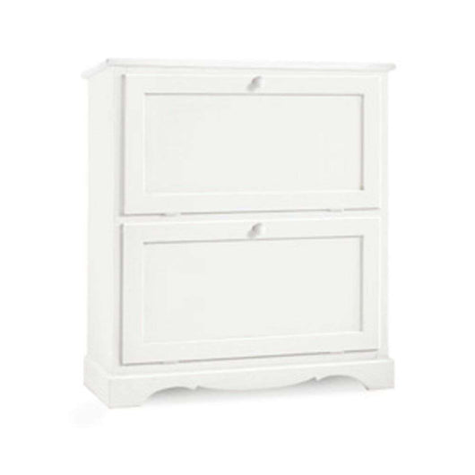 Scarpiera 2 porte capacità 14 paio di scarpe arte povera in legno massello e mdf con rifinitura in bianco 79X30X90 H