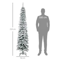 Albero di Natale Innevato a 3 Sezioni con 490 Rami in Metallo e Plastica, 54x54x210 cm, Verde