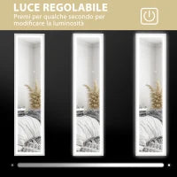 Specchio Illuminato con Luci LED Regolabili e Pulsante Touch, in Vetro e MDF, 40x5x160 cm, Bianco