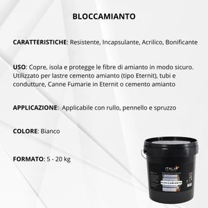 Bloccamianto incapsulante elastomerico certificato per amianto colore bianco *** formato 20 kg, confezione 1