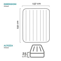 Intex 64762 - Materasso Gonfiabile Piazza e Mezza Downy con Pompa a Piede, 137x191x25 cm