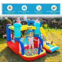 Castello Gonfiabile 4 in 1 Bimbi 3-8 Anni, Scivolo e Piscina, 265x260x200cm