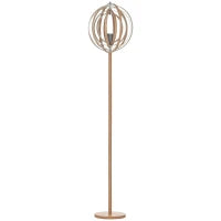 Lampada da Terra per Soggiorno Design, Paralume con Anelli Regolabili in Legno, Lampadine E27, Ф38 x 160 cm