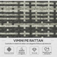 Salotto da Giardino con Divanetto, Chaise Longue e Tavolino in Rattan PE con Cuscini, Grigio