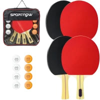 Set da Ping Pong con 4 Racchette da Ping Pong, 8 Palline e Astuccio Tragabile da Interno & Esterno
