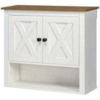 kleankin Armadio Murale, Mobile Bagno con Armadio e Vano Aperto, 60 x 19,5 x 52,5 cm, Bianco