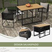 Set da Giardino 3 Pezzi in Rattan con 2 Sedie 50x51.5x67 cm e Tavolo 110x60x75 cm in Legno Composito
