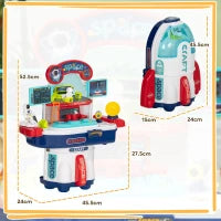Banco da Lavoro Giocattolo da 21 Pezzi a tema Spaziale con Suoni e Luci, in PP e GPPS, 45.5x24x52.5 cm