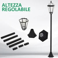 Set 2 Lampioni Solari per Giardino con 2 LED e Accensione Automatica, Nero