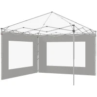 Set di 2 Laterali per Tenda, Gazebo 295 x 195 cm, Pareti di Ricambio in Tessuto per Pergola da 6 x 3 o 3 x 3 M, Grigio
