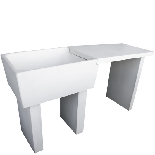 Pilozza lavabo calcestruzzo cemento serie ostuni incasso destra piano laterale *** misure 60 x 47 x h.30 cm, confezio...